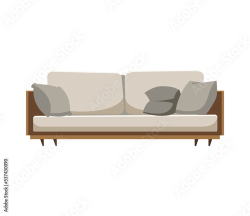 Cosy furniture sofa in flat cartoon style vector eps10