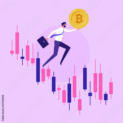 Financial stock market volatility rising and falling concept. stock market or crypto currency market risk 