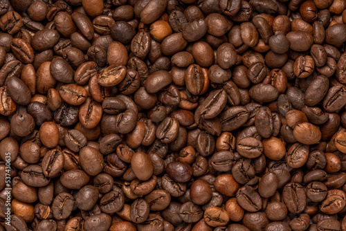 Close up,Roasted Cocoa beans or Aromatic Cocoa beans for coffee drink.