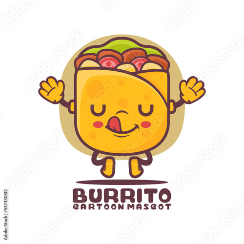 spring rolls cartoon mascot. mexican food vector illustration