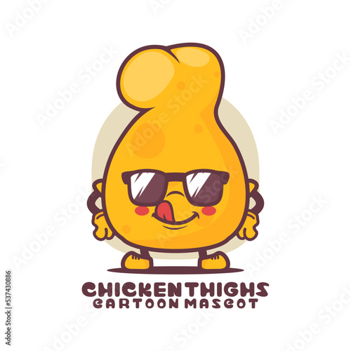 chicken thigngs cartoon mascot. food vector illustration