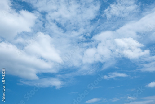 Blue sky background and white clouds soft focus