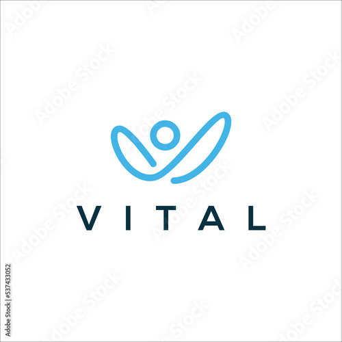 line art vital logo design vector
