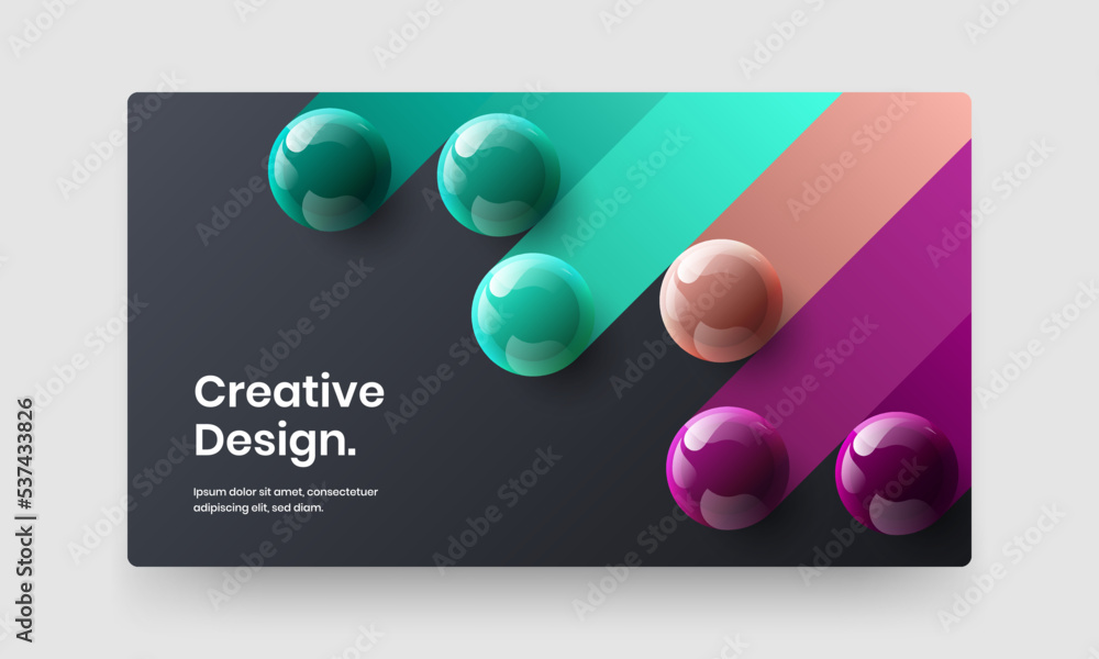 Geometric 3D balls landing page template. Colorful website screen vector design illustration.