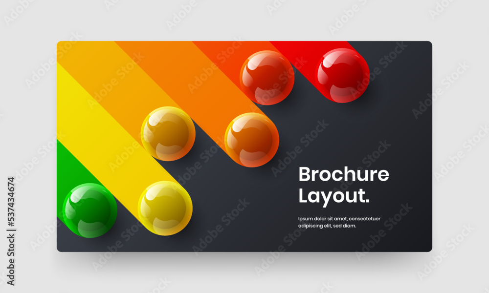 Bright realistic balls banner layout. Clean postcard vector design concept.