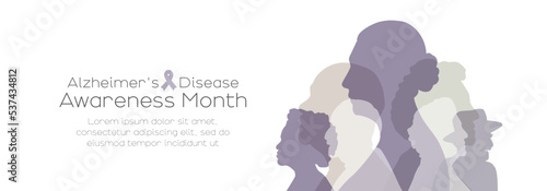 Alzheimer's Disease Awareness Month banner. Card with place for text.