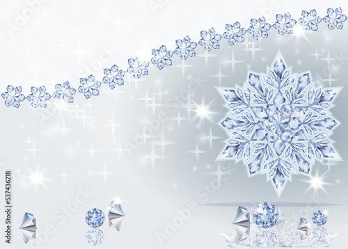 Winter wallpaper with diamond snowflake,vector illustration