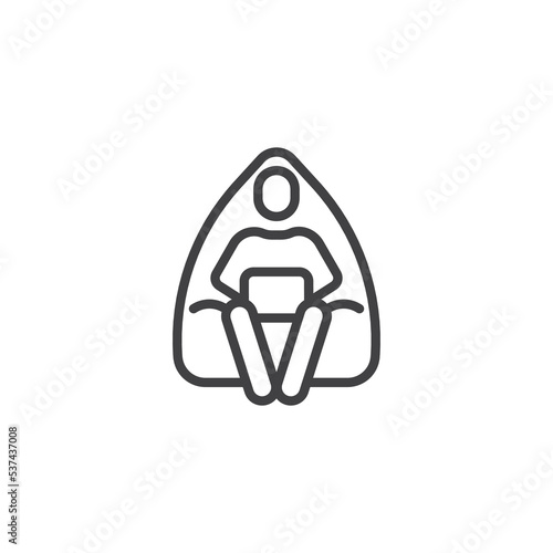 Man sitting on armchair working on laptop line icon
