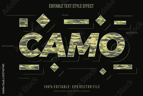 Editable text effect camouflage pattern army. Text style effect. Editable fonts vector files