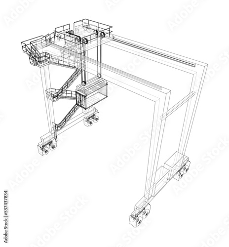 Port cargo crane. Vector