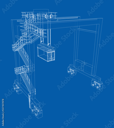 Port cargo crane. Vector