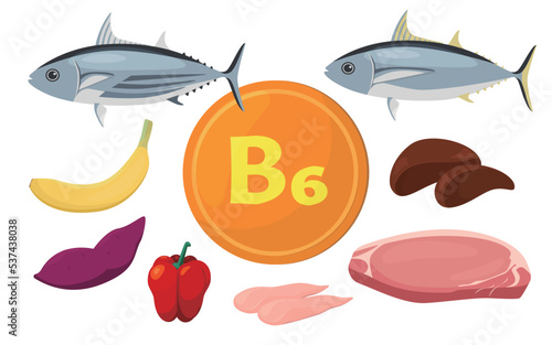 Vector illustration of food containing vitamin B6.