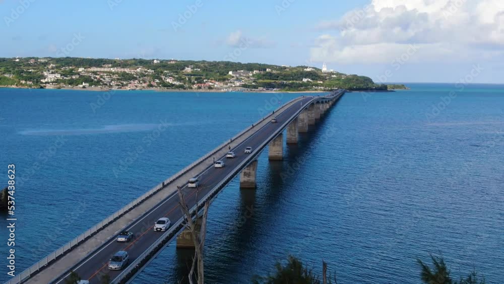 海の橋 沖縄県 古宇利大橋を上空から_1 海の橋 沖縄県 古宇利大橋を上空から_1