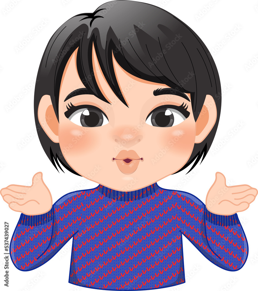 Merry Christmas cartoon design with Excite girl wear a purple sweater cartoon Merry Christmas cartoon design with Excite girl wear a purple sweater cartoon