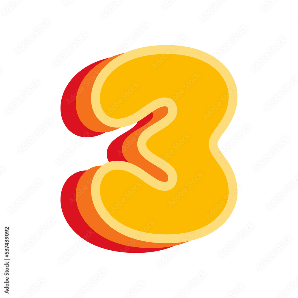 Number 3 Orange, vector illustration Number 3 Orange, vector illustration