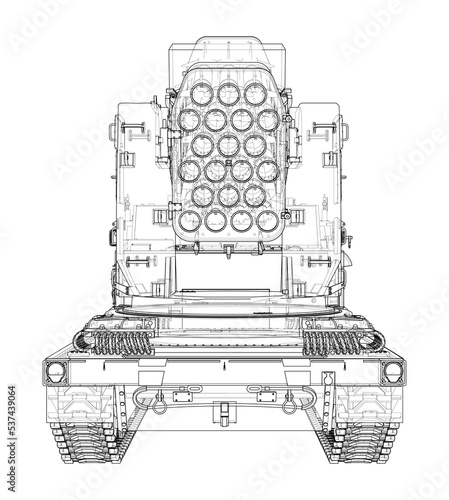 Military track missle system. Vector