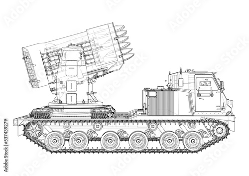 Military track missle system. Vector