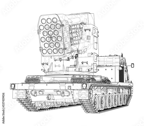 Military track missle system. Vector