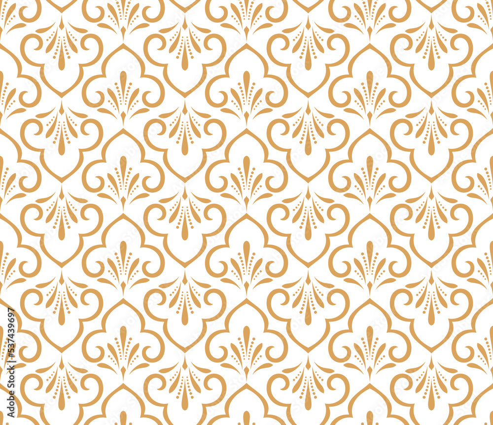 Flower geometric pattern. Seamless vector background. White and gold ornament Flower geometric pattern. Seamless vector background. White and gold ornament