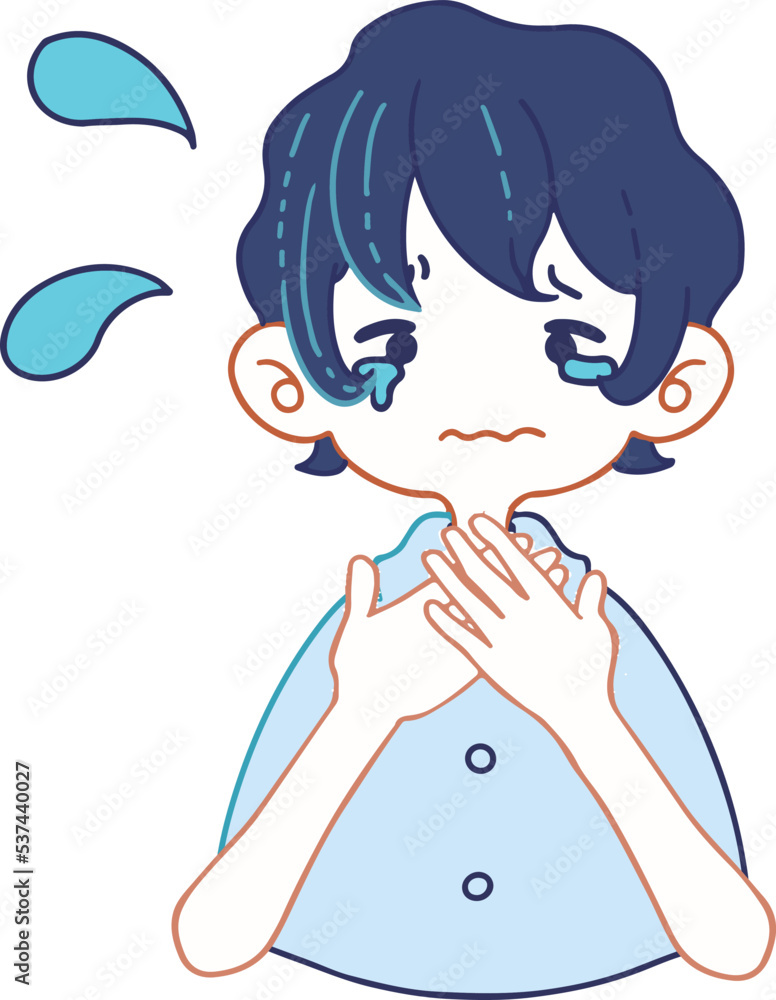 涙目で心配をする人物のベクターイラストレーション