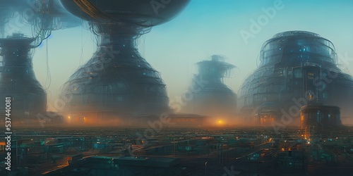 Industrial area, cities of the future. Illustration, concept art. #537440081