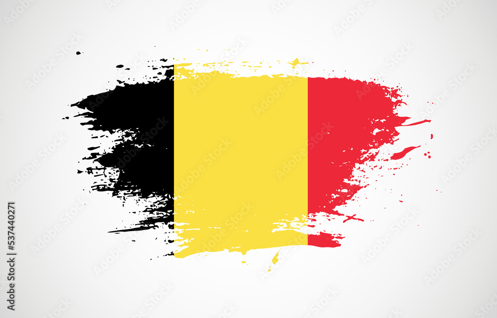 Grunge brush stroke with the national flag of Belgium on a white ...