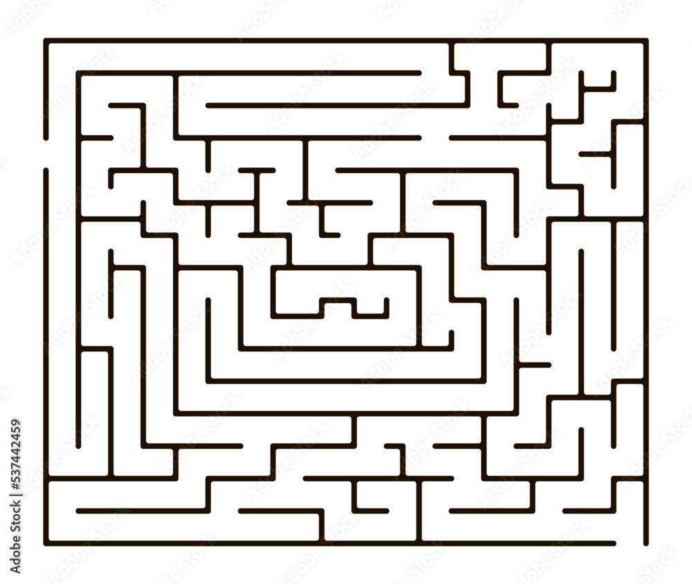 Simple abstract line maze on white background. Labyrinth puzzle. Vector illustration. Education logic game for kids. Brain trainer. Find the way and right solution for exit. Simple abstract line maze on white background. Labyrinth puzzle. Vector illustration. Education logic game for kids. Brain trainer. Find the way and right solution for exit.