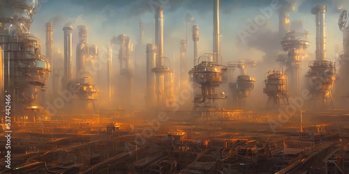 Industrial area, cities of the future. Illustration, concept art. #537442466