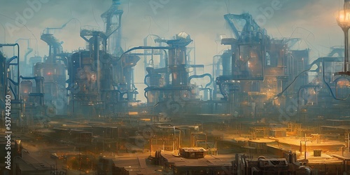 Industrial area, cities of the future. Illustration, concept art. #537442850