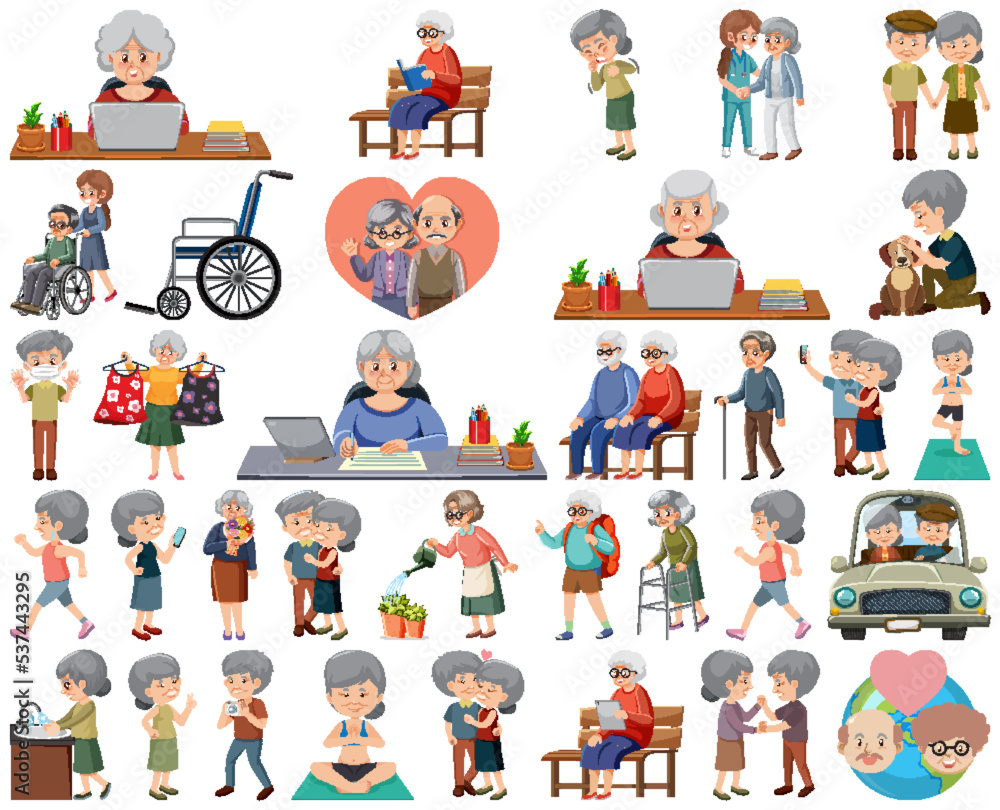 Fototapeta premium Collection of elderly people icons