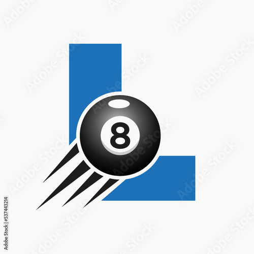 Letter L Billiards or Pool Logo Design For Billiard Room or 8 Ball Pool Club Symbol Vector Template