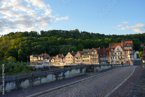 View of the city and historical buildings in Hann. Münden. 