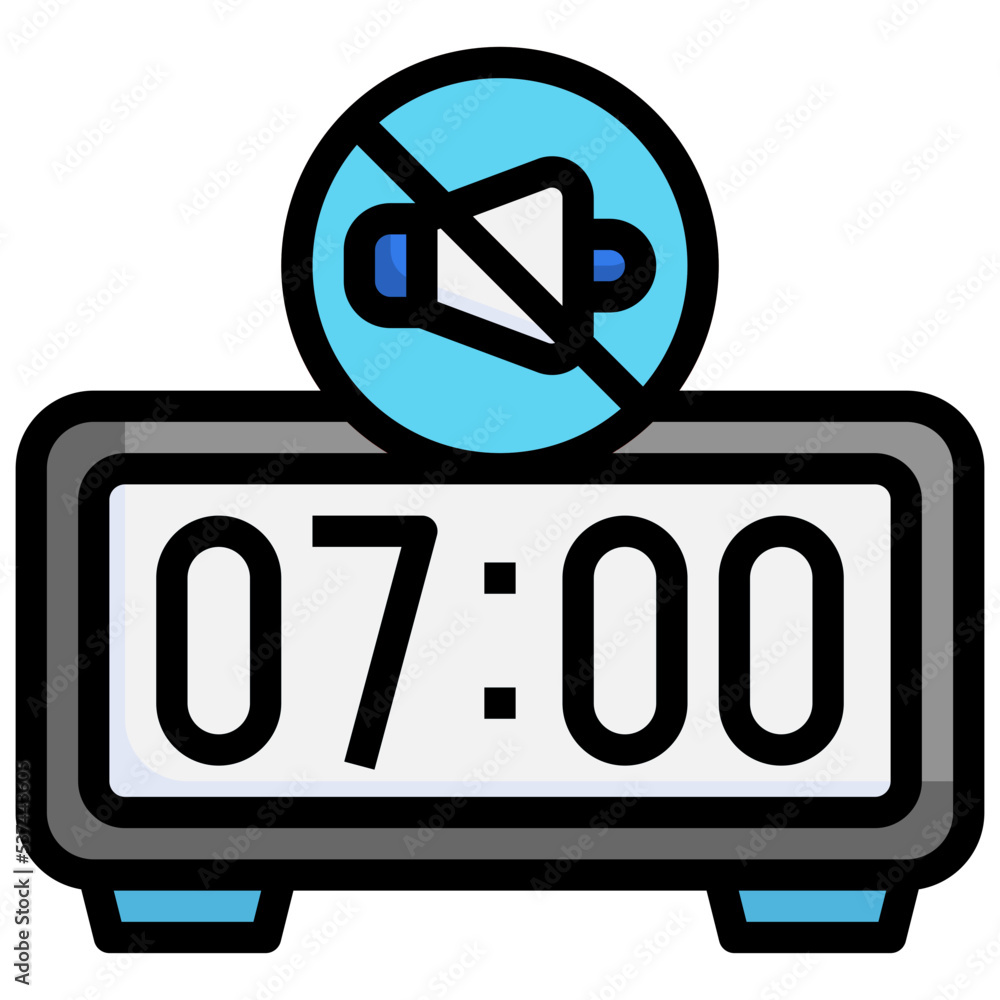 Mute alarm filled outline icon,linear,outline,graphic,illustration