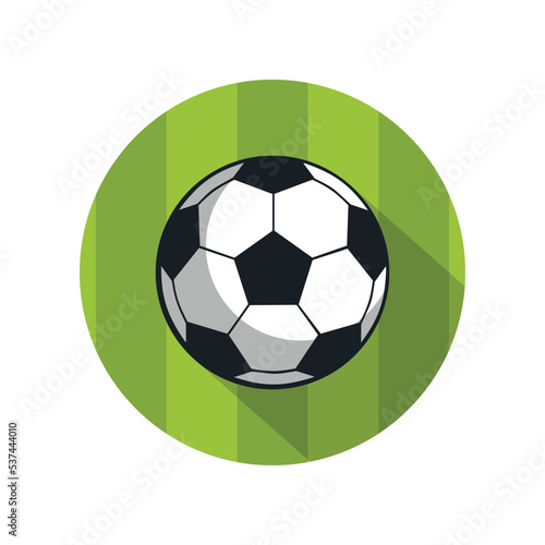 Soccer ball on the field  round color icon  vector illustration