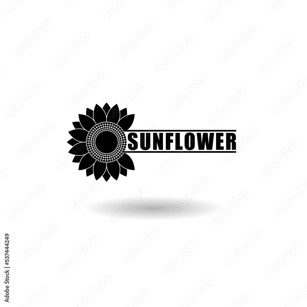 Fototapeta premium Sunflower logo icon with shadow