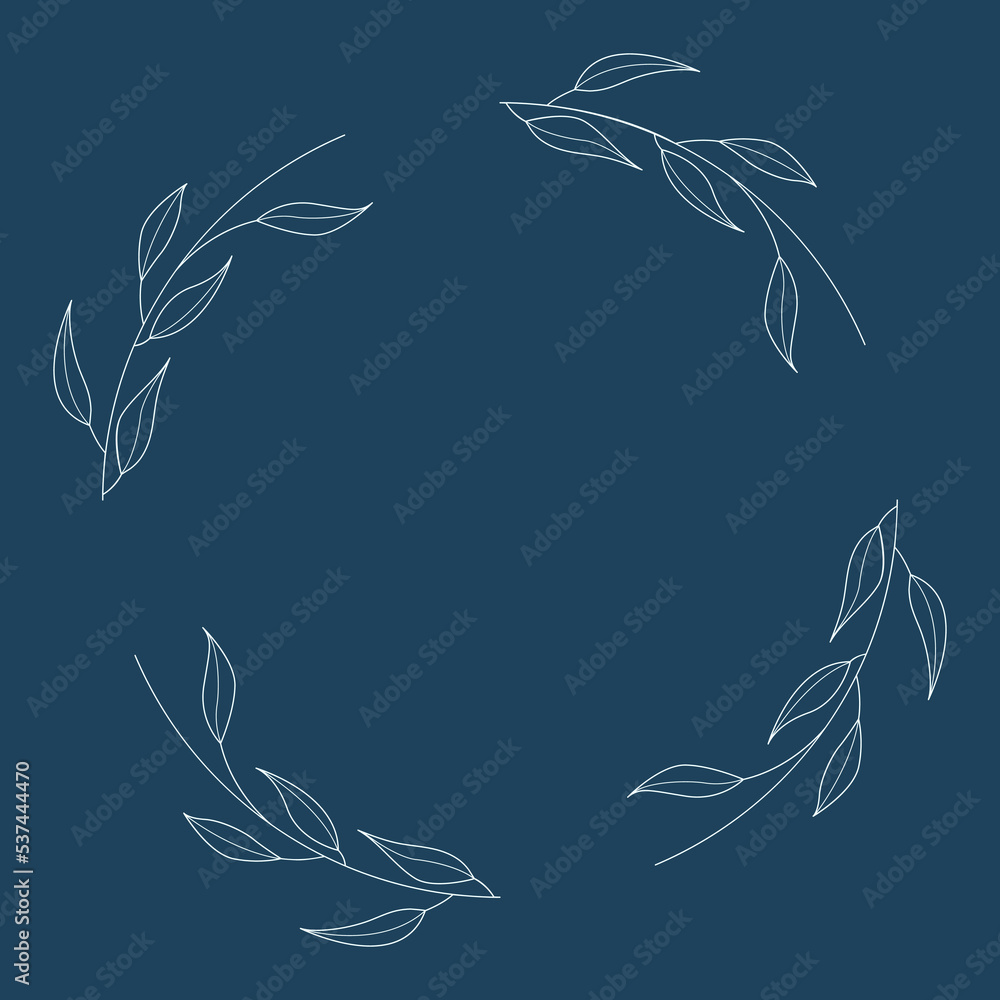 Floral and circle hand drawn style. Floral navy frame of twigs, leaves and flowers. Frames for the Valentine's day, wedding decor, logo and identity template. Floral and circle hand drawn style. Floral navy frame of twigs, leaves and flowers. Frames for the Valentine's day, wedding decor, logo and identity template.