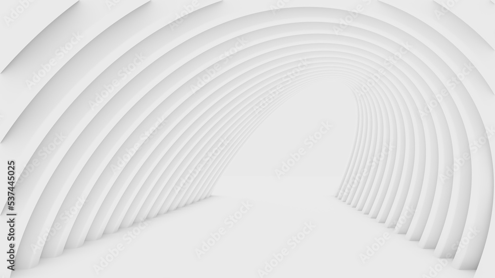 Naklejka premium 3d Illustration abstract Technology Wallpaper. White Tunnel Background.