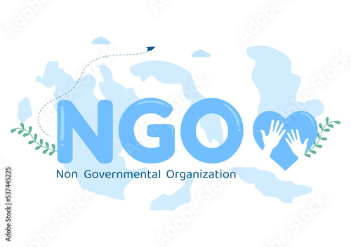 NGO or Non-Governmental Organization to Serve Specific Social and Political Needs in Template Hand Drawn Cartoon Flat Illustration