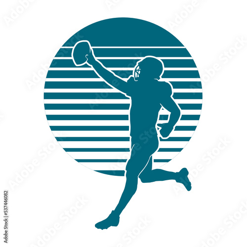 detailed silhouette American football sportsman player.