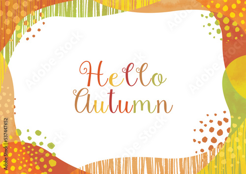 秋のイメージの水彩風手書きの抽象的なフレームデザイン