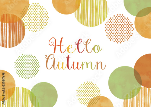 秋のイメージの水彩風手書きの抽象的なフレームデザイン