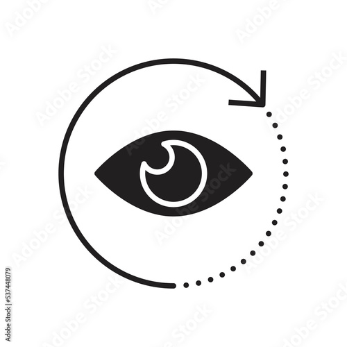 360 view icon design. Human eye with rotation arrow icon. isolated on white background. vector illustration