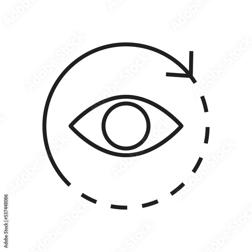 360 view icon design. Human eye with rotation arrow icon. isolated on white background. vector illustration