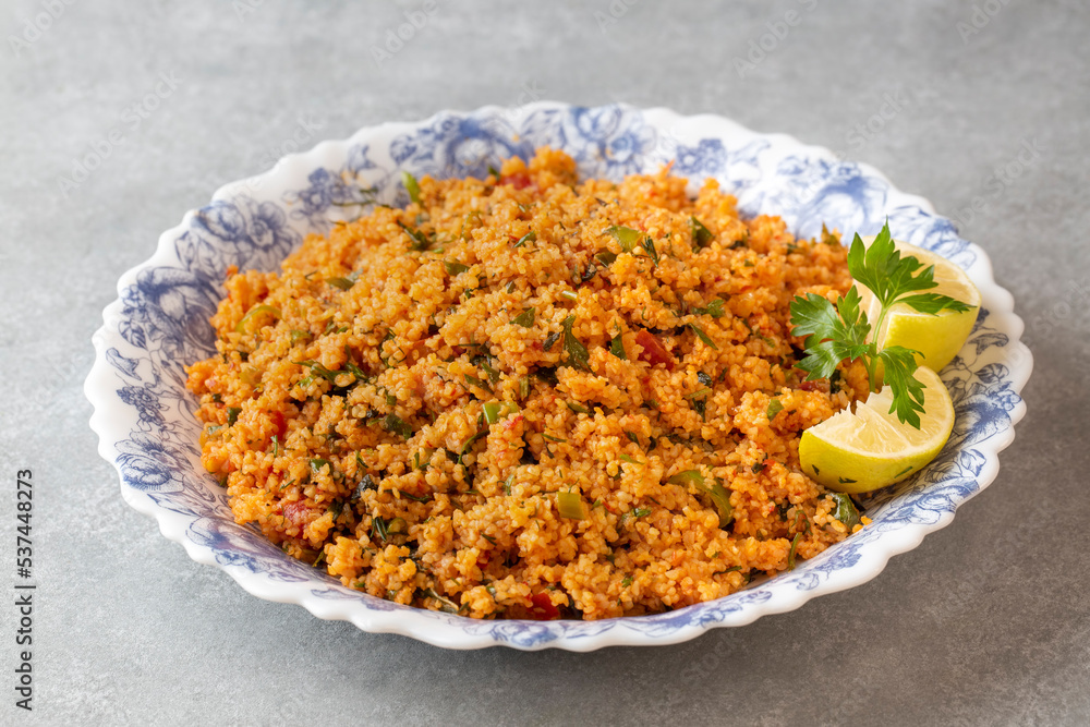 Traditional delicious Turkish foods: bulgur salad (kisir) Traditional delicious Turkish foods: bulgur salad (kisir)