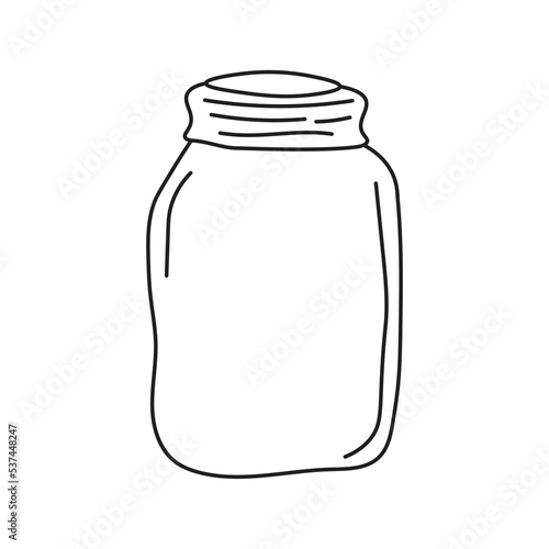 Empty glass jar sketch style