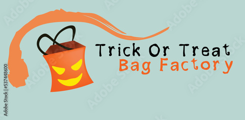 treat or trick bag factory logo bag store halloween bag illustration orange store bag with jack o lantern