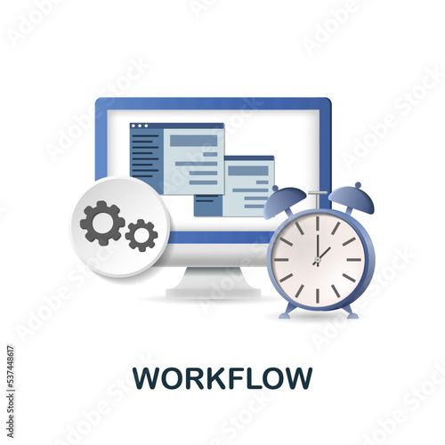 Workflow icon. 3d illustration from project development collection. Creative Workflow 3d icon for web design, templates, infographics and more