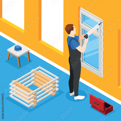 Plastic Windows Isometric Concept