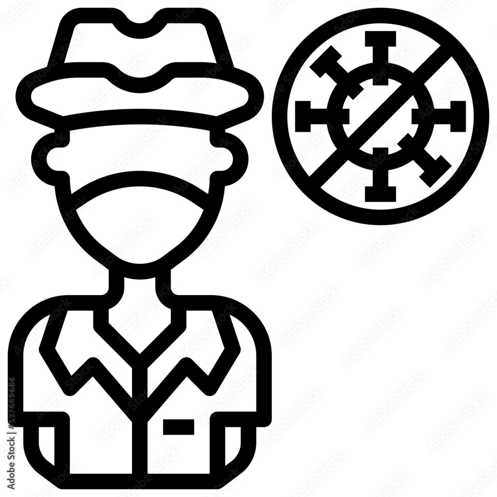 People with Mask_detective line icon,linear,outline,graphic,illustration People with Mask_detective line icon,linear,outline,graphic,illustration