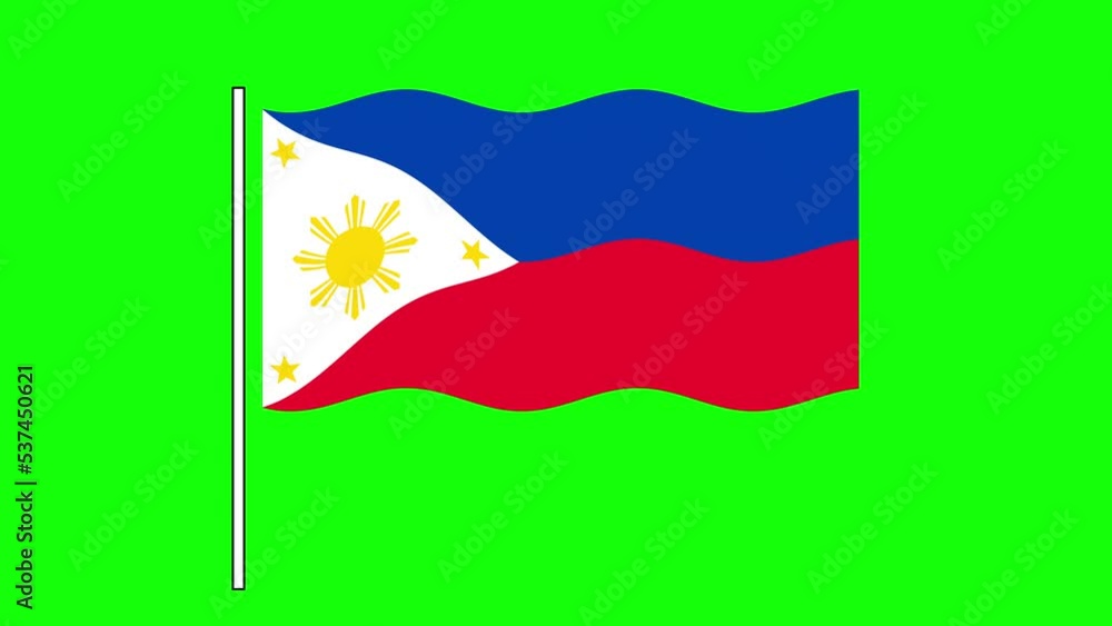 Philippines Flag Seamless Loop Animation Chroma Key Green Screen